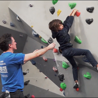 Parent and child at The Climbing Hangar